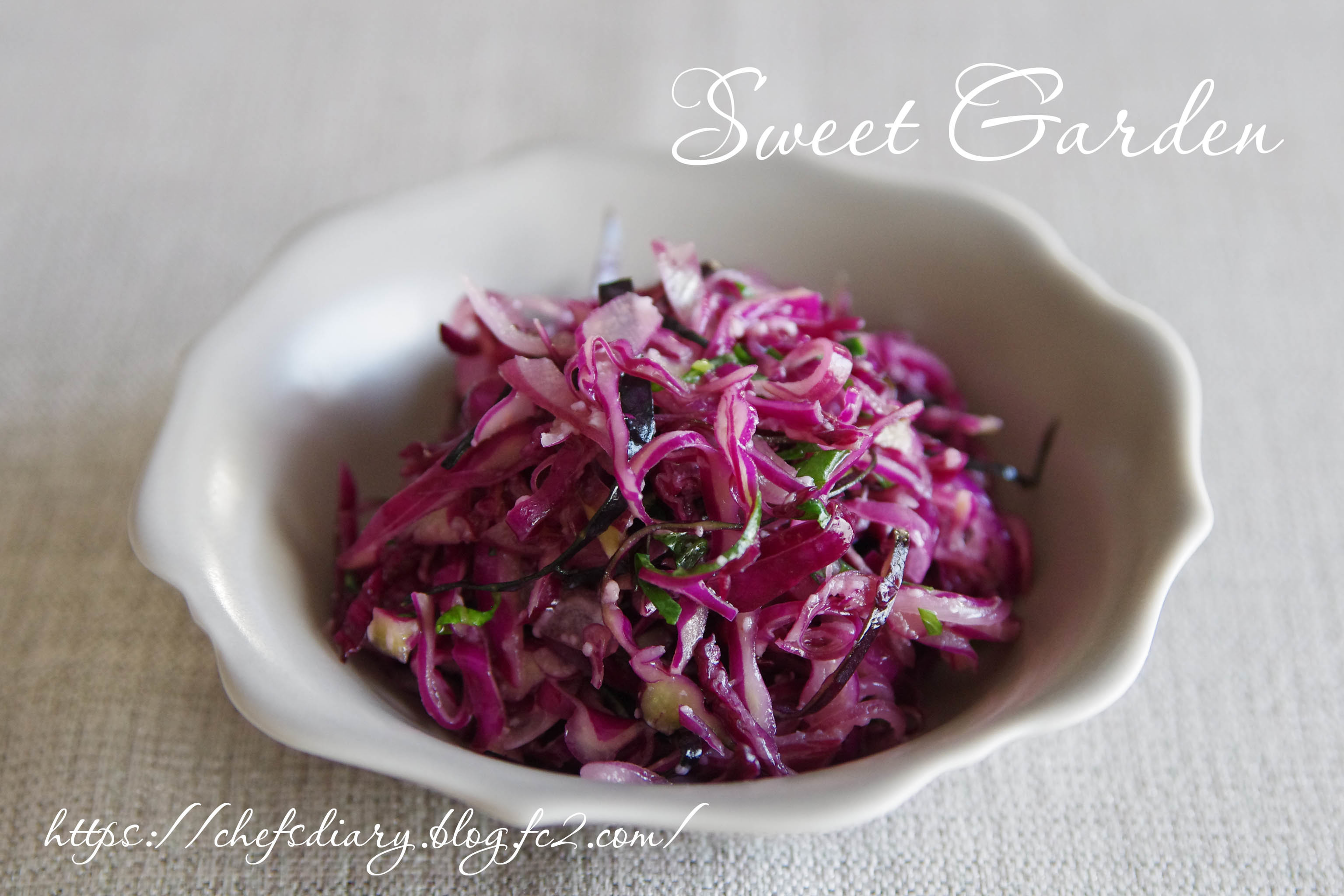 Red Cabbage Slaw with Shio-Koji & White Balsamic Vinaigrette　紫キャベツのマリネ