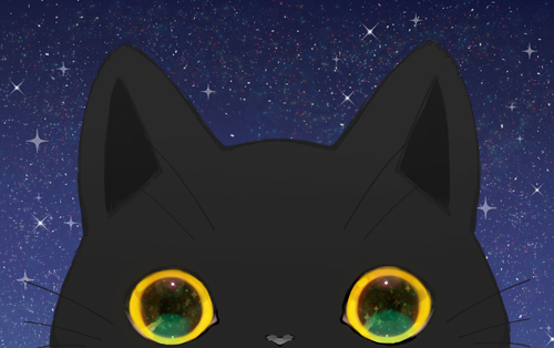ネコちゃんを描きたかったので黒猫を描く オリジナルイラスト