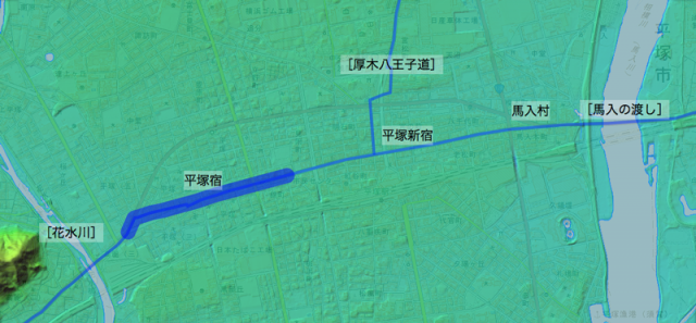 東海道：大住郡中の各村の位置